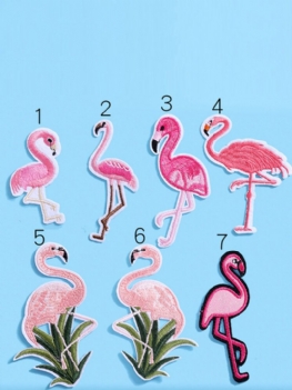 1 Pc Czerwony Biały Haft Flamingo Ściereczka Wklej/diy Akcesoria Do Dekoracji Odzieży Łatka Wklej