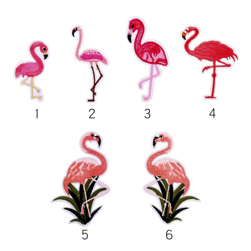 1 Pc Czerwony Biały Haft Flamingo Ściereczka Wklej/diy Akcesoria Do Dekoracji Odzieży Łatka Wklej