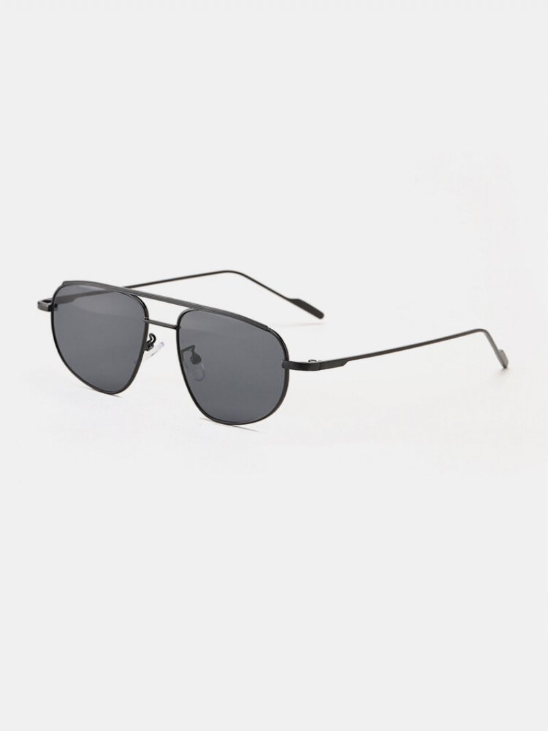 Jassy Unisex Vintage Casual Double Bridge Owalne Metalowe Okulary Przeciwsłoneczne Blokujące Promieniowanie Uv