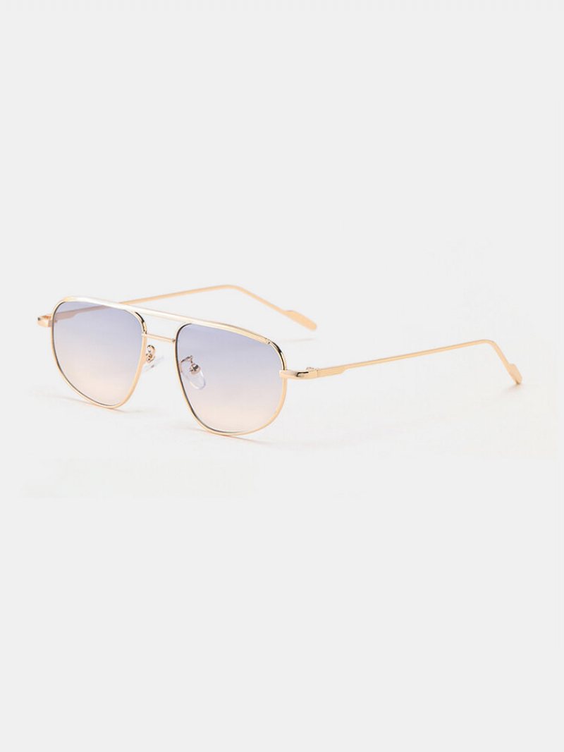 Jassy Unisex Vintage Casual Double Bridge Owalne Metalowe Okulary Przeciwsłoneczne Blokujące Promieniowanie Uv