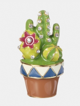 Luksusowy 18-karatowy Złoty Wisiorek Na Łańcuszku Ceramiczne Kaktusowe Broszki Cyrkonie Szpilki Prezent Dla Kobiet