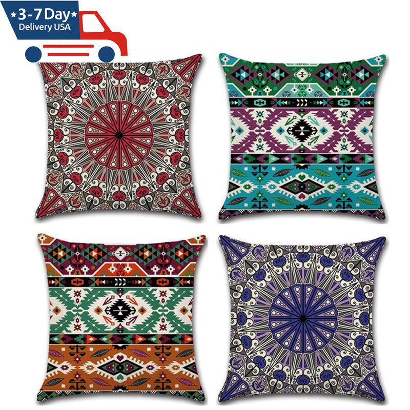 Mandala Indyjska Czeska Bawełniana Lniana Poszewka Na Poduszkę Home Decor Kwadratowa Na