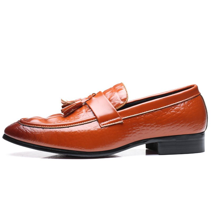 Męskie Krokodyle Wzór Tessel Dekoracja Skórzane Mokasyny Slip On Dress Shoes