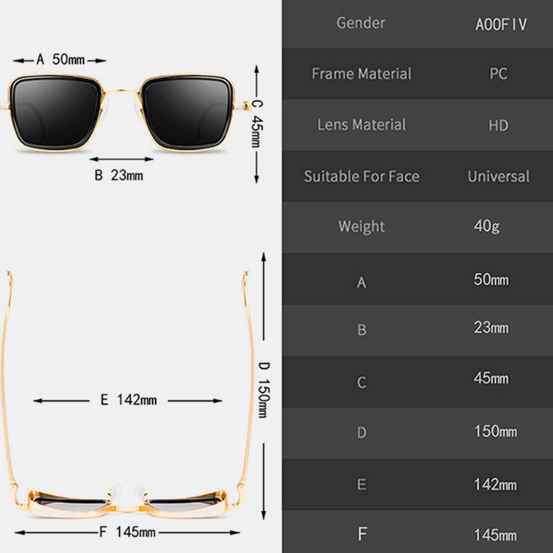 Męskie Okulary Przeciwsłoneczne W Stylu Retro Z Grubą Metalową Ramką