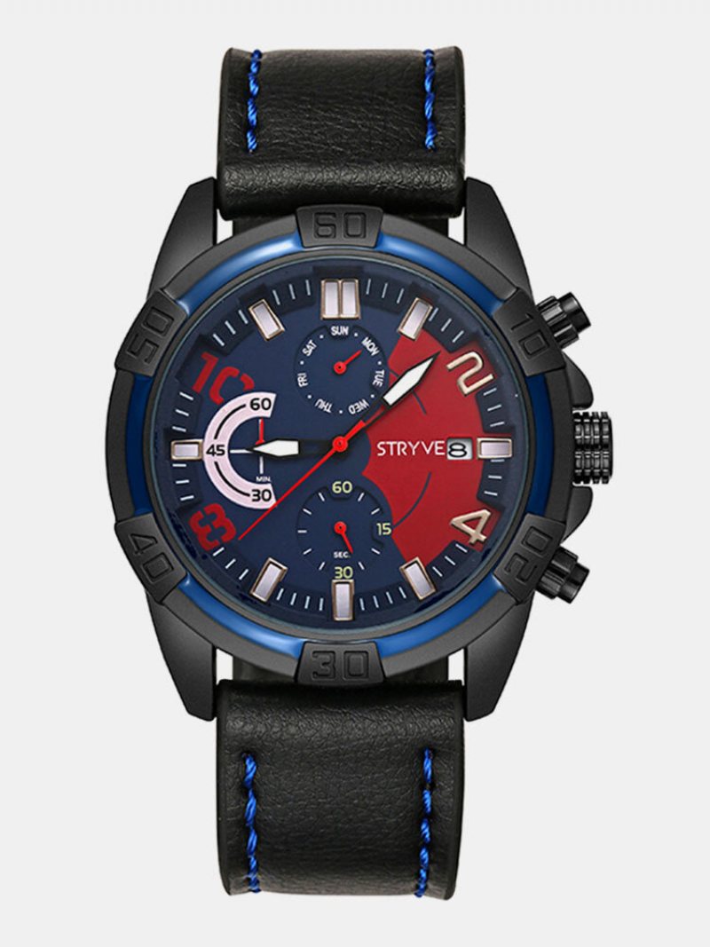 Sport Style Men Watch Fashion Chrono Czas Wyświetlanie Daty Stoper Męski Sportowy Zegarek Kwarcowy