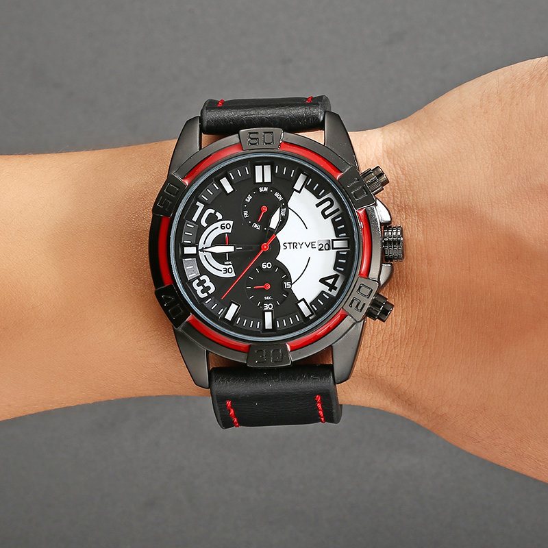 Sport Style Men Watch Fashion Chrono Czas Wyświetlanie Daty Stoper Męski Sportowy Zegarek Kwarcowy