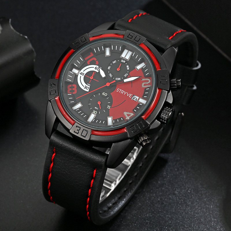 Sport Style Men Watch Fashion Chrono Czas Wyświetlanie Daty Stoper Męski Sportowy Zegarek Kwarcowy