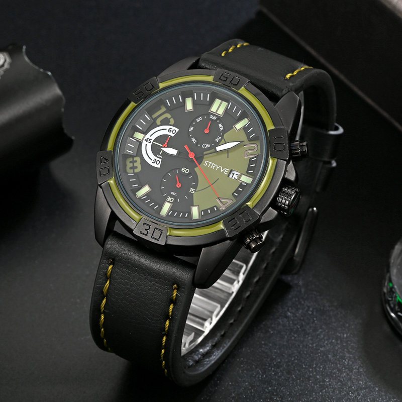 Sport Style Men Watch Fashion Chrono Czas Wyświetlanie Daty Stoper Męski Sportowy Zegarek Kwarcowy