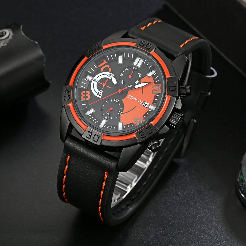 Sport Style Men Watch Fashion Chrono Czas Wyświetlanie Daty Stoper Męski Sportowy Zegarek Kwarcowy