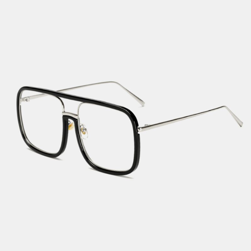 Unisex Retro Płaskie Lustro Kwadratowe Duże Ramki Przezroczyste Okulary Przeciwsłoneczne Anty-uv Dla Kobiet