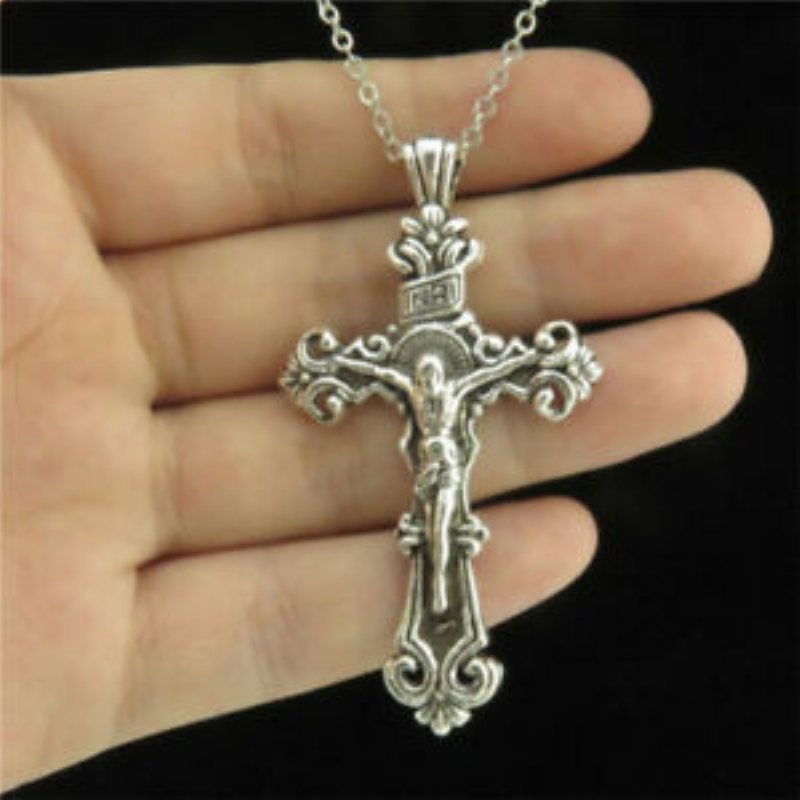 925 Sterling Silver 3d Christian Jezus Chrystus Krzyż Katolicki Krucyfiks Naszyjnik