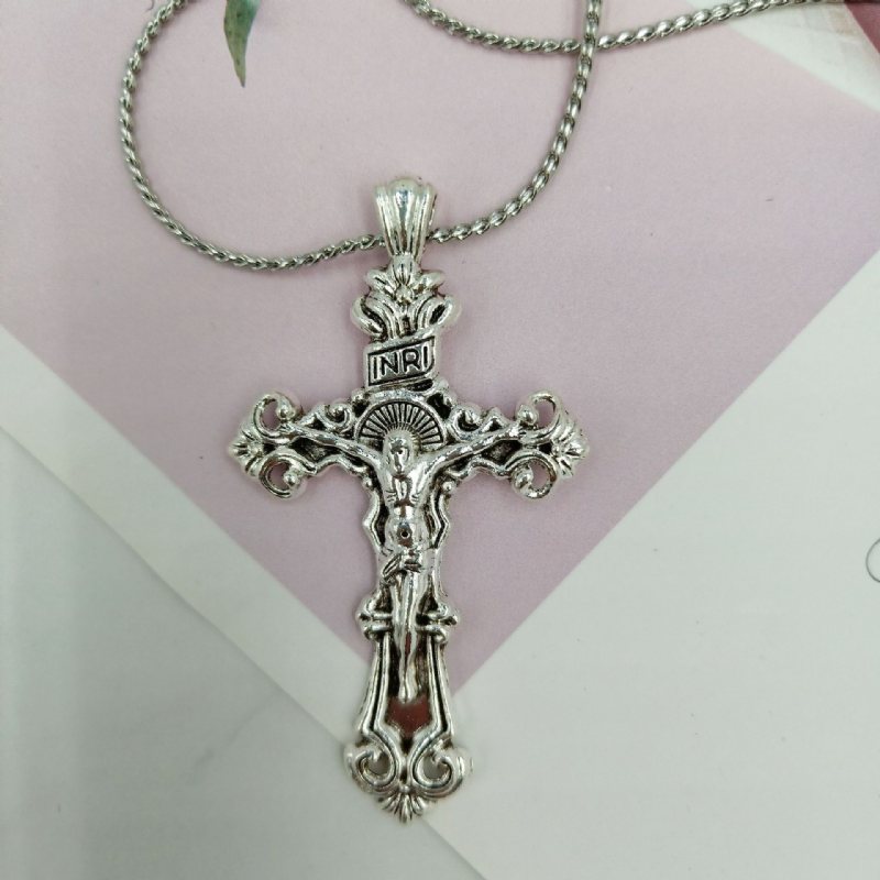 925 Sterling Silver 3d Christian Jezus Chrystus Krzyż Katolicki Krucyfiks Naszyjnik