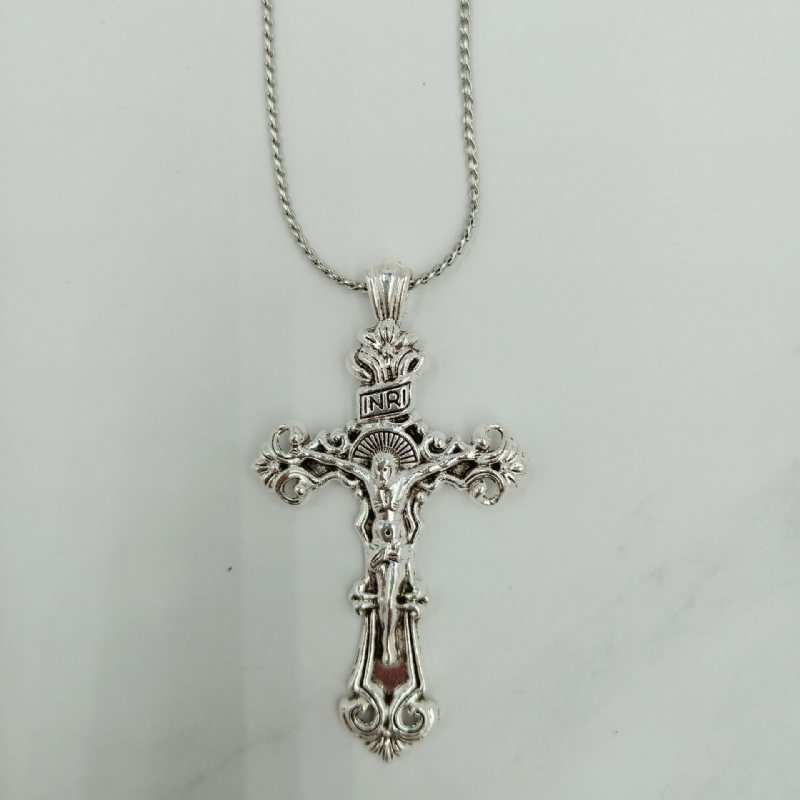 925 Sterling Silver 3d Christian Jezus Chrystus Krzyż Katolicki Krucyfiks Naszyjnik