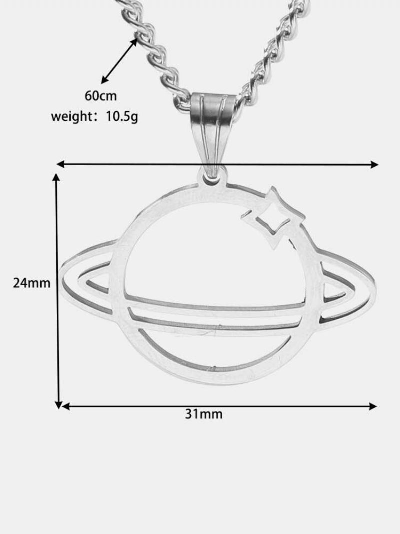 Modny Łańcuszek Z Wisiorkiem W Kształcie Planety W Hip-hopu. Naszyjnik Ze Stali Tytanowej