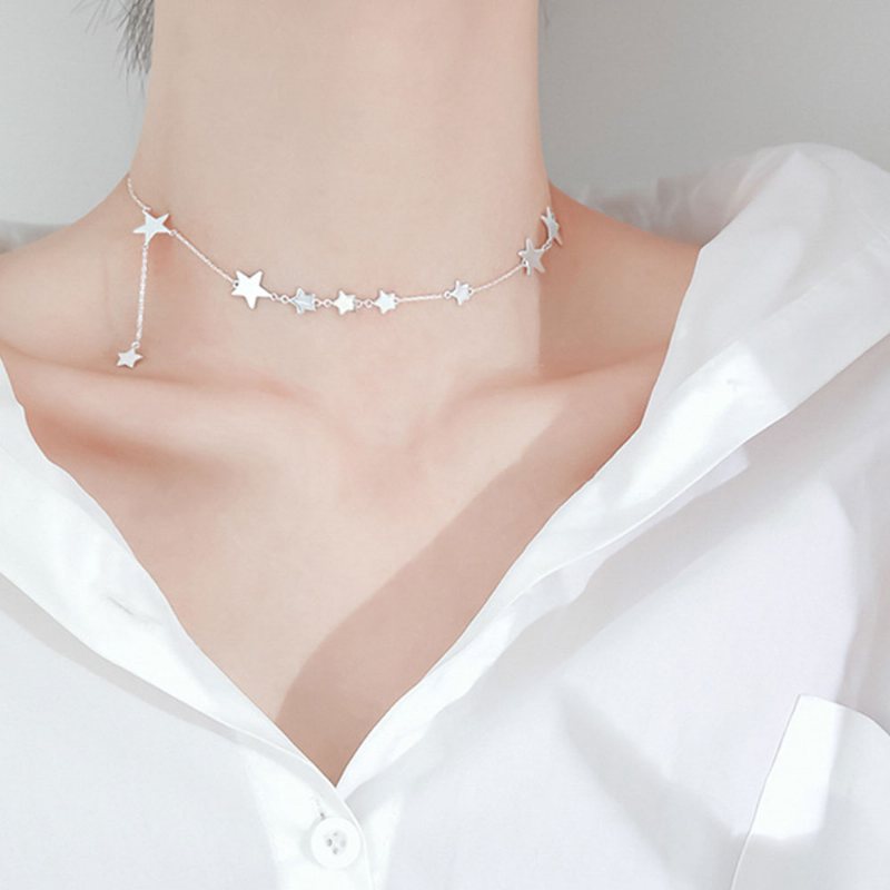 Naszyjnik Choker Lucky Star Oryginalne Ozdoby Ze Srebra Próby 925 Dla Dziewczynek