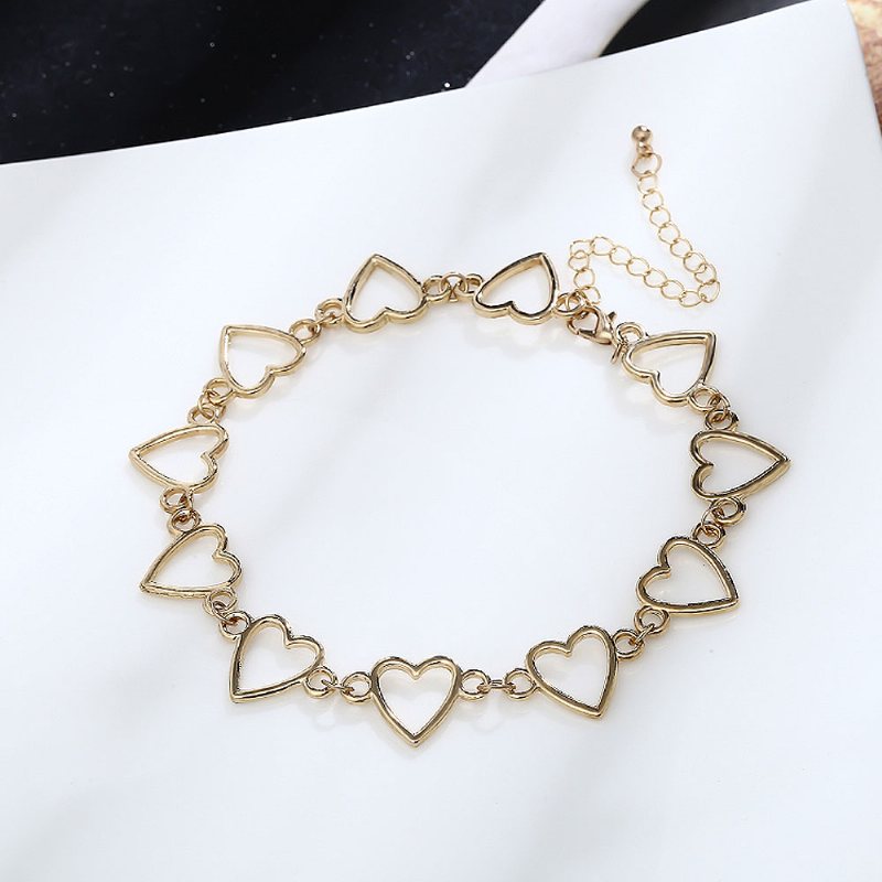 Naszyjnik Typu Choker Girl Women Hollowed Heart Shape Retro Trwały Łańcuszek Na Szyję Ze Stopu