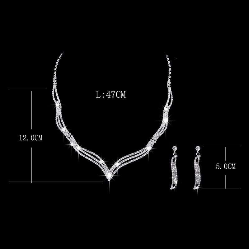 Naszyjnik Z Biżuterią Dla Nowożeńców Hurtownia Europejska I Amerykańska Dwuczęściowy Łańcuszek Z Kryształkami Górskimi Zestaw Biżuterii 472
