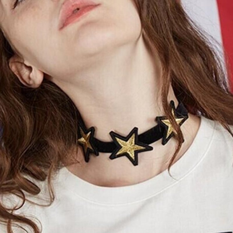 Punk Choker Naszyjnik Z Kołnierzem Z Flaneli W Kształcie Gwiazdy