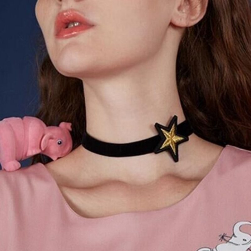 Punk Choker Naszyjnik Z Kołnierzem Z Flaneli W Kształcie Gwiazdy