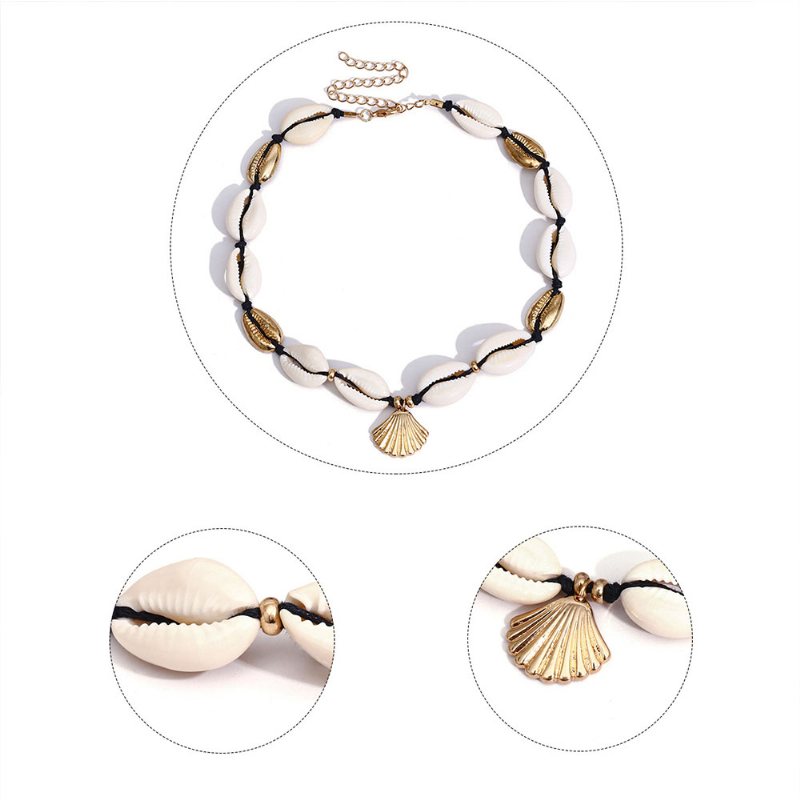 Ręcznie Robiony Naszyjnik Z Muszelek Łańcuszek Do Obojczyka Dla Kobiet Naturalny Z Muszli Bransoletka Cowrie Choker Do Regulowany Trible Charms Biżuteria