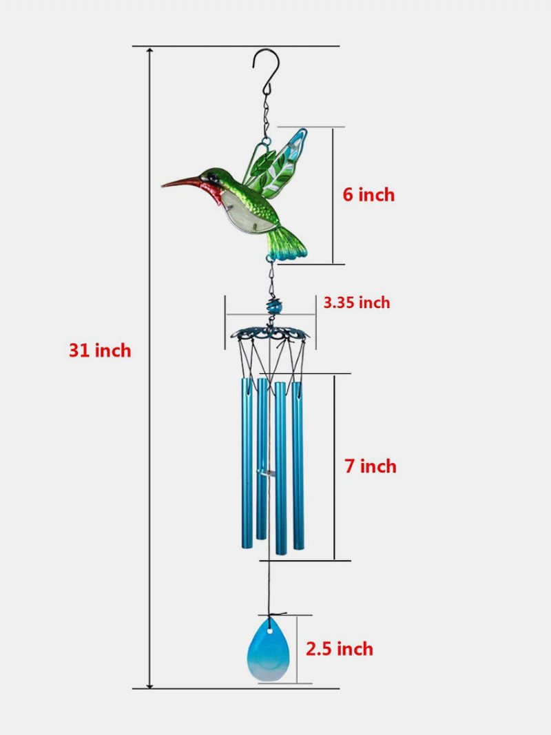 1 Pc Kolorowe Dragonfly Hummingbird Wisiorek Bell Tube Wiatr Kuranty Kryty Na Zewnątrz Ogród Wystrój Domu Ozdoby