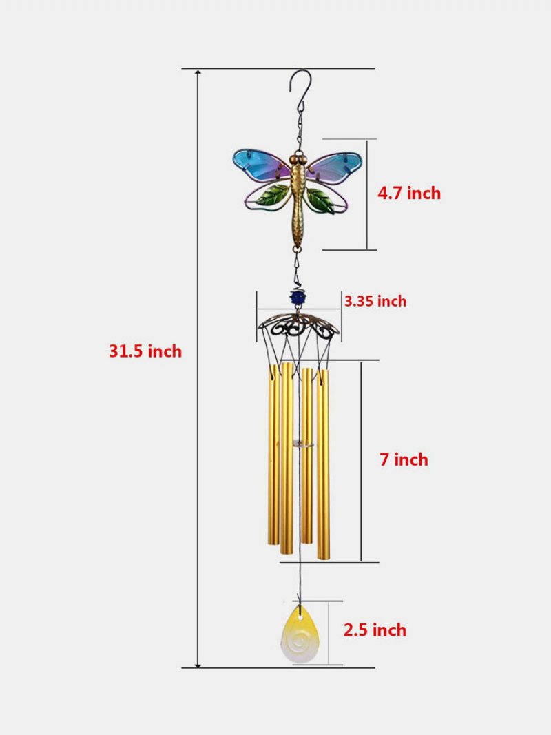 1 Pc Kolorowe Dragonfly Hummingbird Wisiorek Bell Tube Wiatr Kuranty Kryty Na Zewnątrz Ogród Wystrój Domu Ozdoby