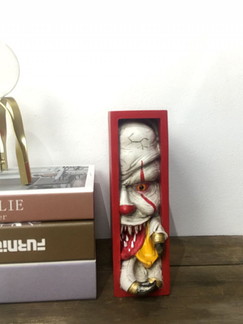 1 Pc Potwór Bookends Czaszka Decor Figurki Diabeł Statua Horror Podglądanie Na Półce Ludzka Twarz Rzeźba Z Żywicy Wyroby Do Dekoracji Domu