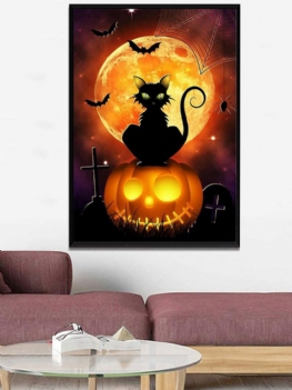 1 Pc Unframed Dynia Czarny Kot Wzór Halloween Serii Płótnie Malarstwo Ścienne Ozdoby Do Dekoracji Wnętrz Zdjęcia Ścienny