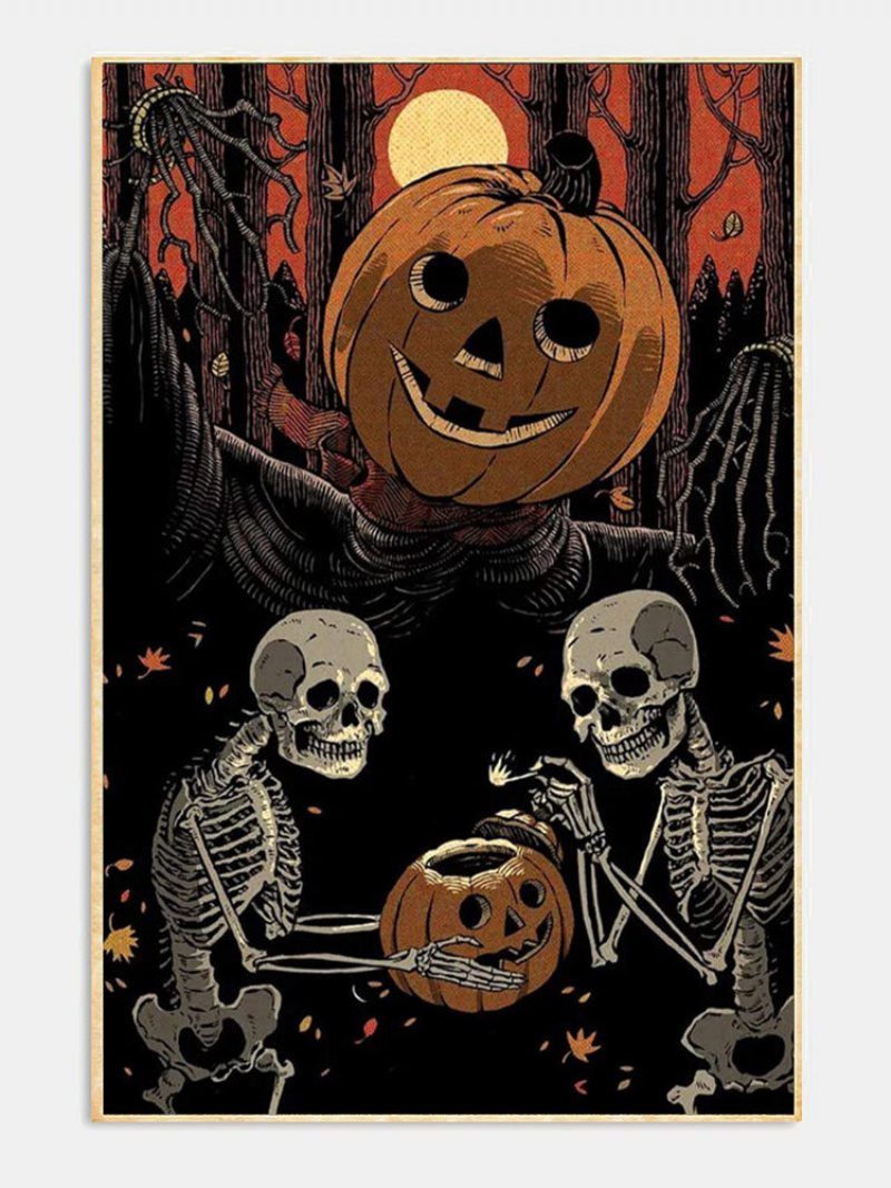 1 Pc Unframed Dynia Wzór Czaszki Seria Halloweenowa Płótno Malarstwo Ścienne Ozdoby Do Dekoracji Wnętrz Zdjęcia Ścienny