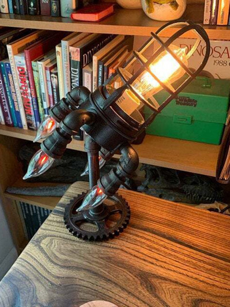 1 Pc Vintage Steampunk Rocket Lampa Fajna Lampka Led Stołowa Nocna Biurko W Domu Rzemiosło Dekoracyjne Dzień Ojca