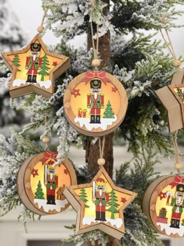 1 Szt. Ozdoba Świąteczna Oświetlony Drewniany Orzech Żołnierz Wisiorek Mały W Kształcie Drzewa