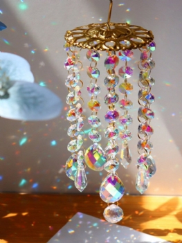1 Szt. Sztuczne Wiszące Szkło Kryształowe Wykwintne Kolorowe Dzwonki Wietrzne Meble Dekoracja Ogrodowa Domu
