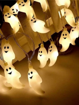 10/20/40/50 Diod Led Ghost Party Lampka Łańcuchy Świetlne Wzór Duchów Dekoracyjna Energooszczędna Plastik Straszny Nastrój Światło Na Halloween Rekwizyt Cosplay