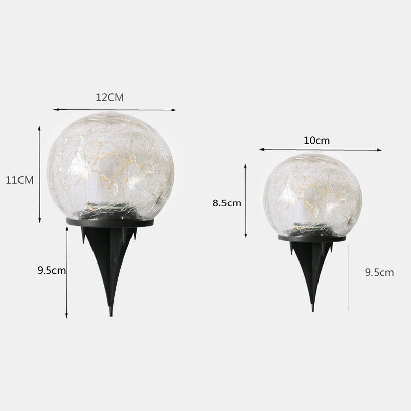 10 cm/12 cm Zewnętrzna Lampa Ogrodowa Na Energię Słoneczną Crack Ball Trawa Zakopana Wodoodporna Słoneczna