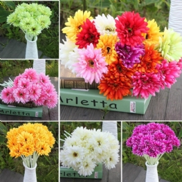 10 Sztuk Sunbeam Gerbera Sztuczny Kwiat Stokrotka Bukiet Ślubny Wedding Party Home Decor