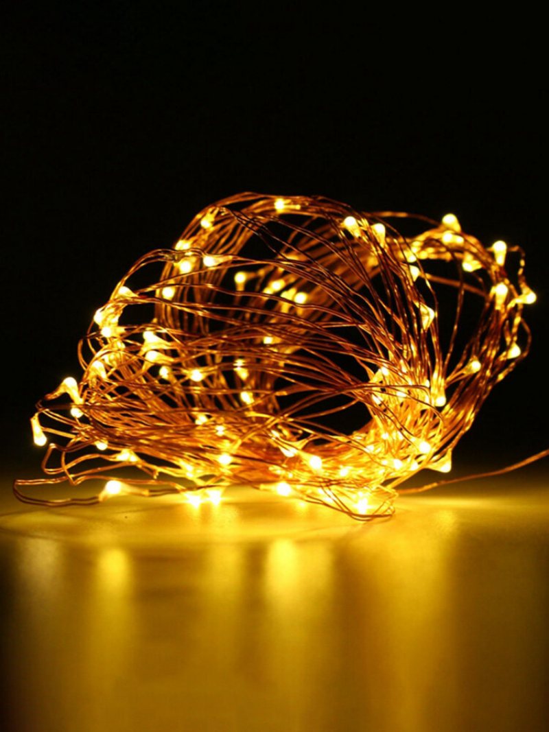 10m 100 Led Miedziany Drut Fairy String Light Zasilany Z Baterii Wodoodporny Party Decor Czarna Powłoka