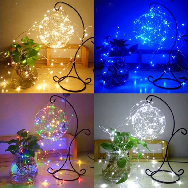 10m 100 Led Miedziany Drut Fairy String Light Zasilany Z Baterii Wodoodporny Party Decor Czarna Powłoka