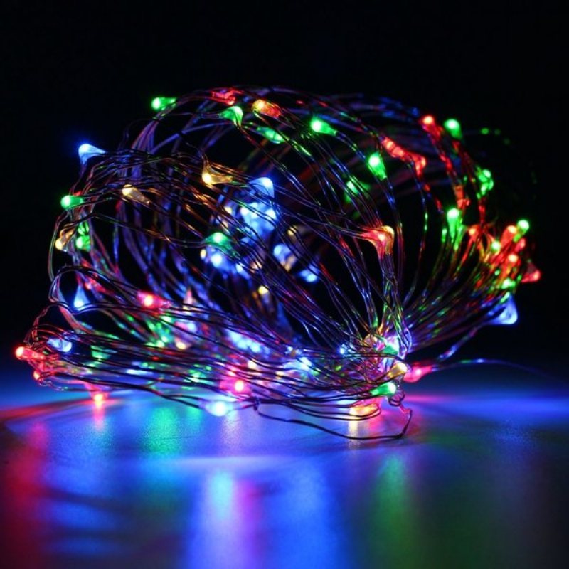 10m 100 Led Miedziany Drut Fairy String Light Zasilany Z Baterii Wodoodporny Party Decor Czarna Powłoka