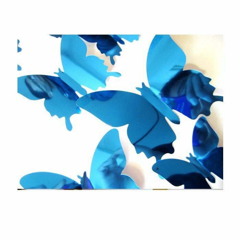 12 Sztuk 5 Kolory 3d Powierzchni Lustra Motyl Art Aplikacja Lodówka Magnes Naklejki Ścienne