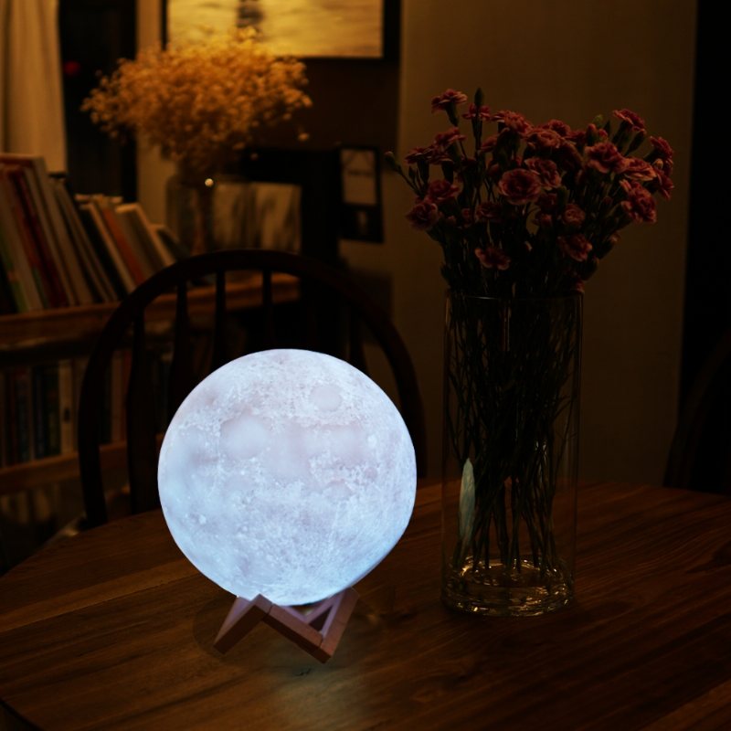 15cm 3d Magiczna Dwukolorowa Lampa Księżycowa Usb Ładowanie Led Lampka Nocna Czujnik Dotykowy Velantine Prezent