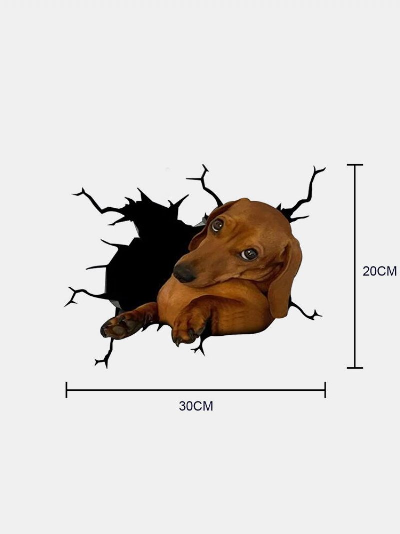 1pc 3d Żywe Ściany Okno Samochodu Pies Winylowa Tablica Naścienna Tłuczone Szkło Kreatywne Naklejki Wymienny Prezent Dla Miłośnika Psów