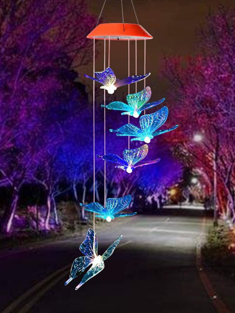 1pc Led Solar Power Butterfly Dzwonek Wietrzny Zmiana Koloru Lampka Nocna Lampa Home Garden Yard Decoration