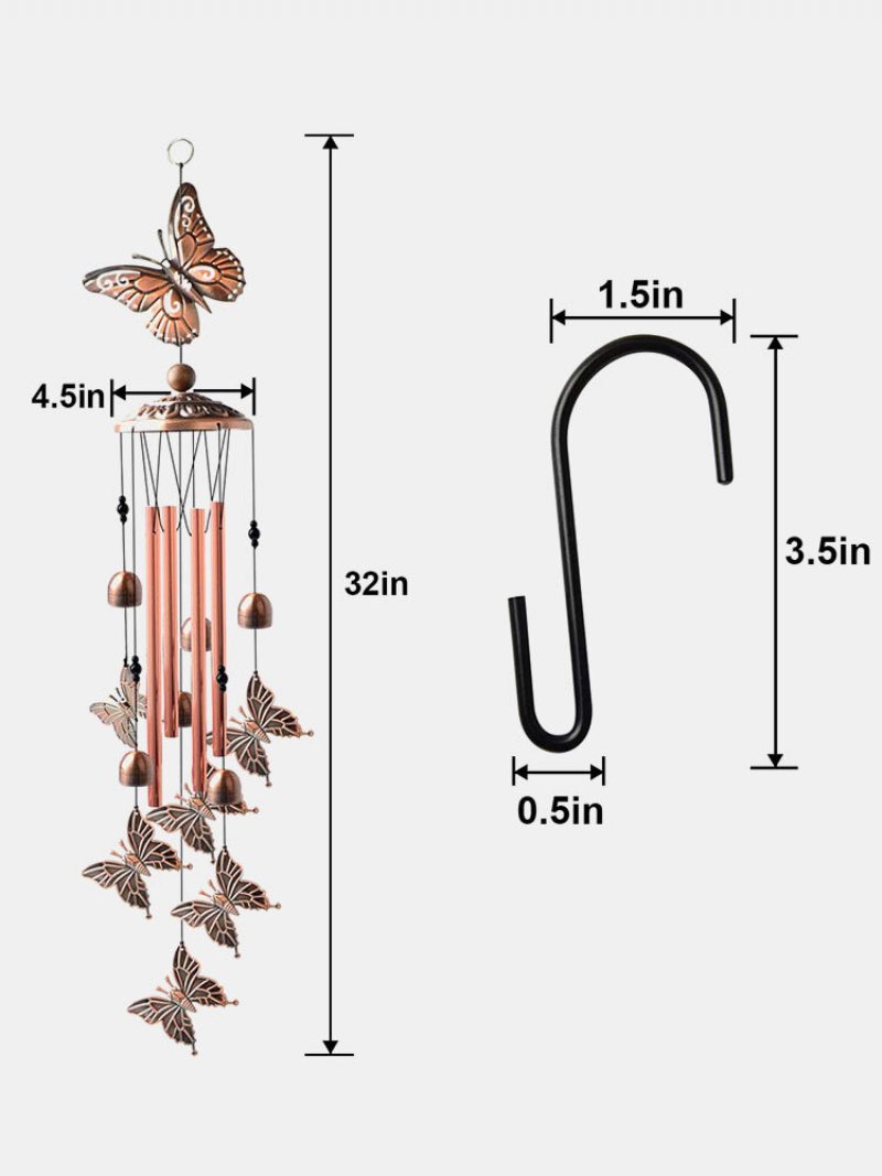 1pc Motyl Antyczne Kuranty Wiatrowe Wiszący Ornament Strona Główna Ogrodowa Wystrój Ogrodu Z Haczykiem