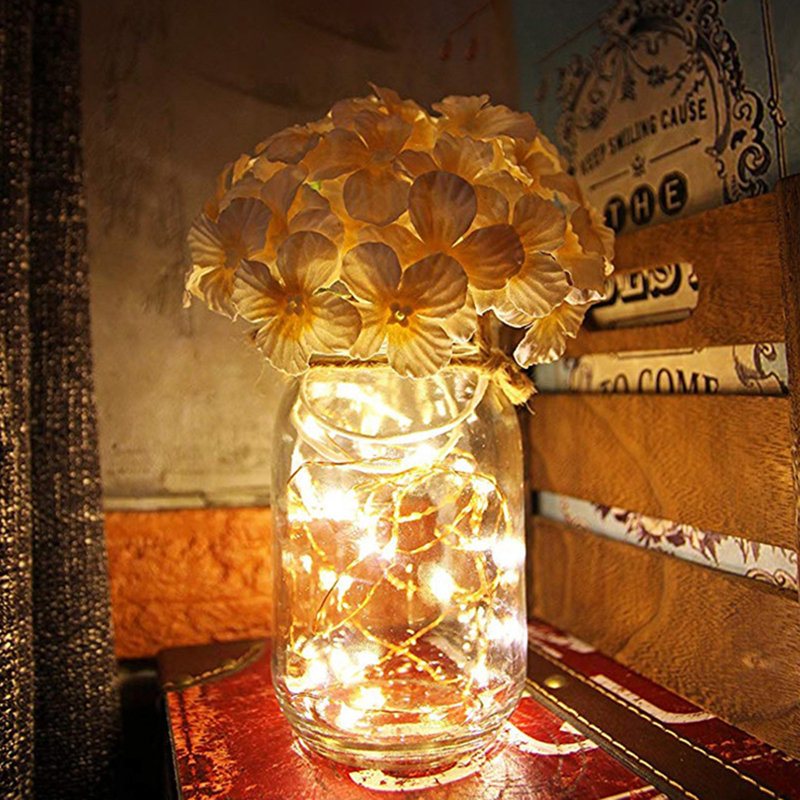 2 Szt. Mason Jar Flower Light Z 6-godzinnym Zegarem Led Fairy Lights And Flowers Rustic Home Decor