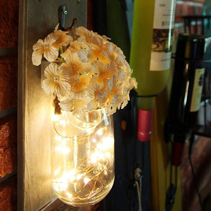 2 Szt. Mason Jar Flower Light Z 6-godzinnym Zegarem Led Fairy Lights And Flowers Rustic Home Decor