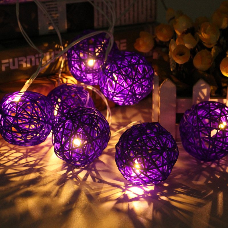 20 Led Rattan Ball String Light Set Home Garden Fairy Kolorowa Lampa Wedding Party Decor