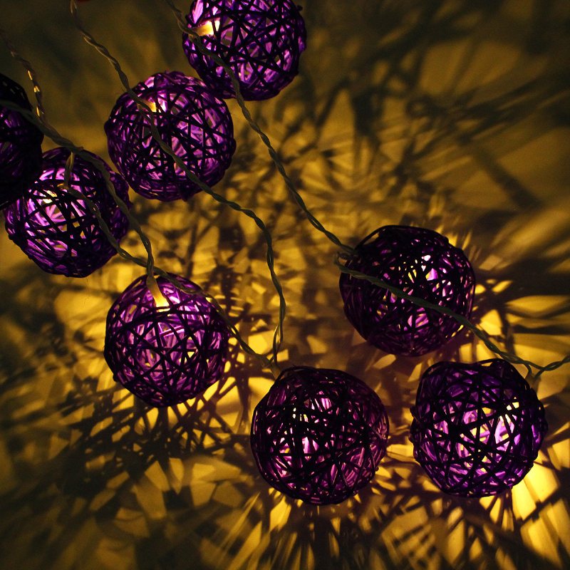 20 Led Rattan Ball String Light Set Home Garden Fairy Kolorowa Lampa Wedding Party Decor