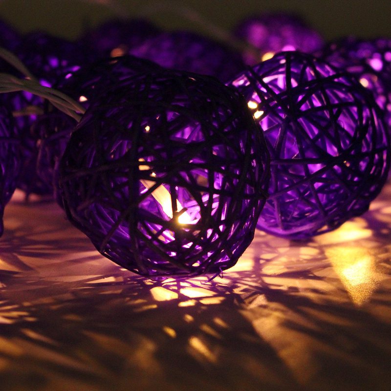 20 Led Rattan Ball String Light Set Home Garden Fairy Kolorowa Lampa Wedding Party Decor