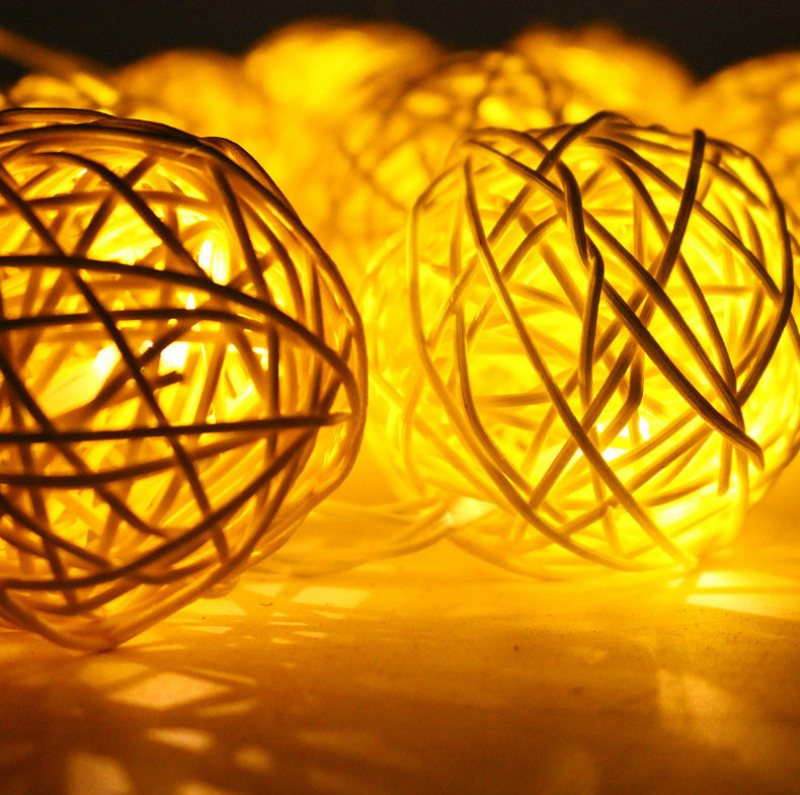 20led Rattan Wedding Party Garden Festival Ball String Lights