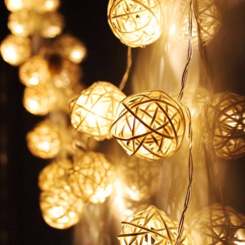 20led Rattan Wedding Party Garden Festival Ball String Lights